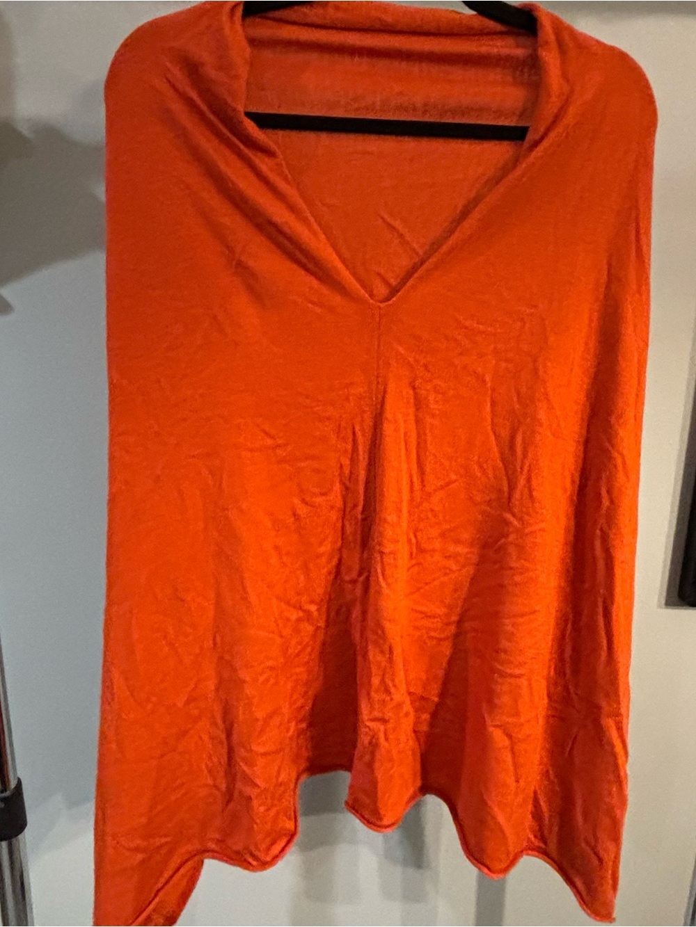 Bright Orange V-Neck Tunic Top poncho in one size fits most